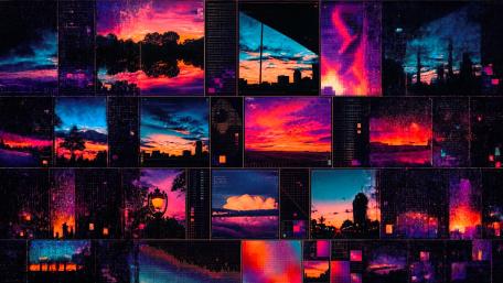 Neon Skyline Mosaic wallpaper