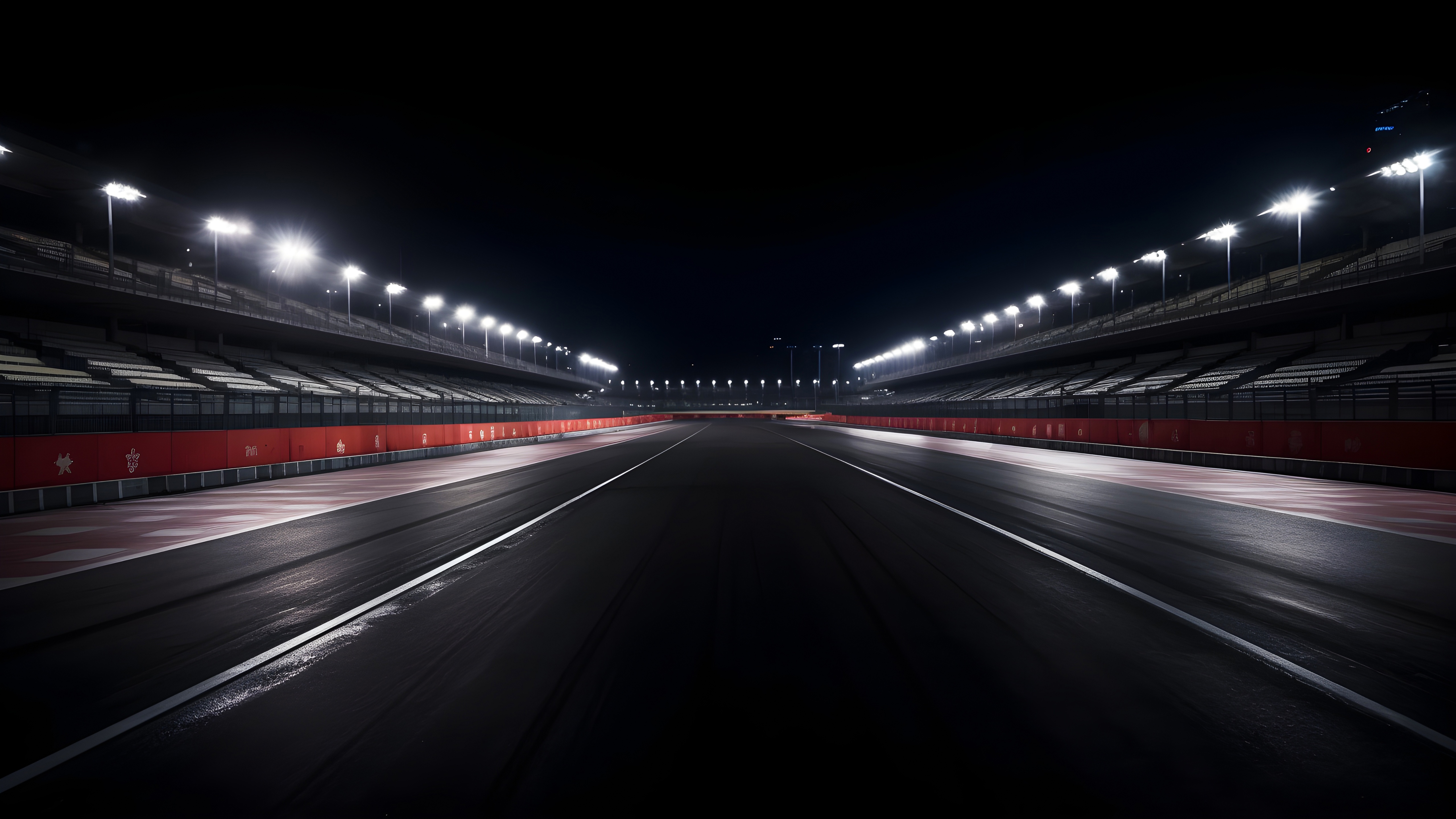 Midnight Racing Poster Midnight Raceway Lights On Empty Track in 5K AI Art - backiee