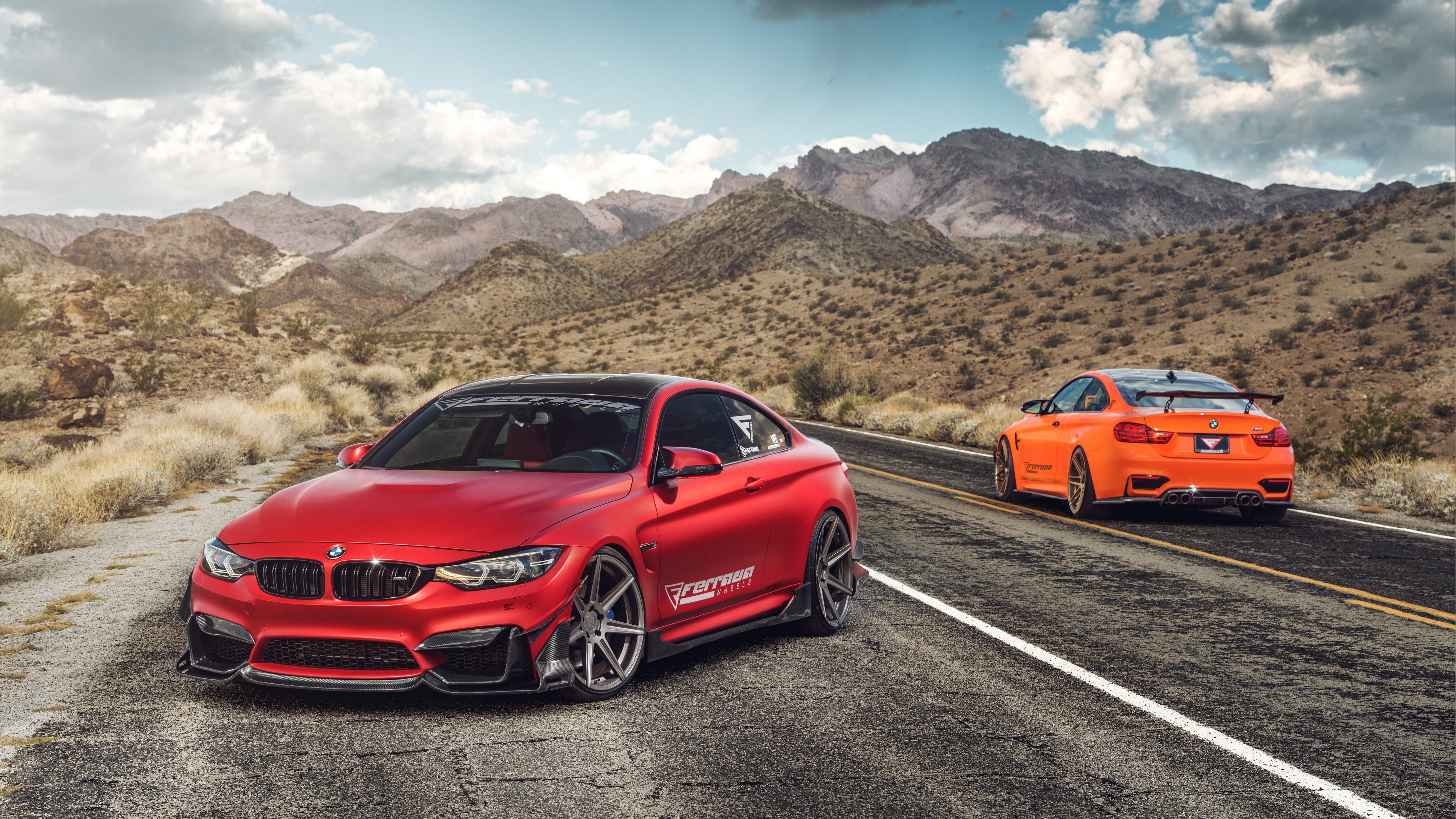 BMW M4 Duo on Desert Highway in Crisp 5K Detail - backiee
