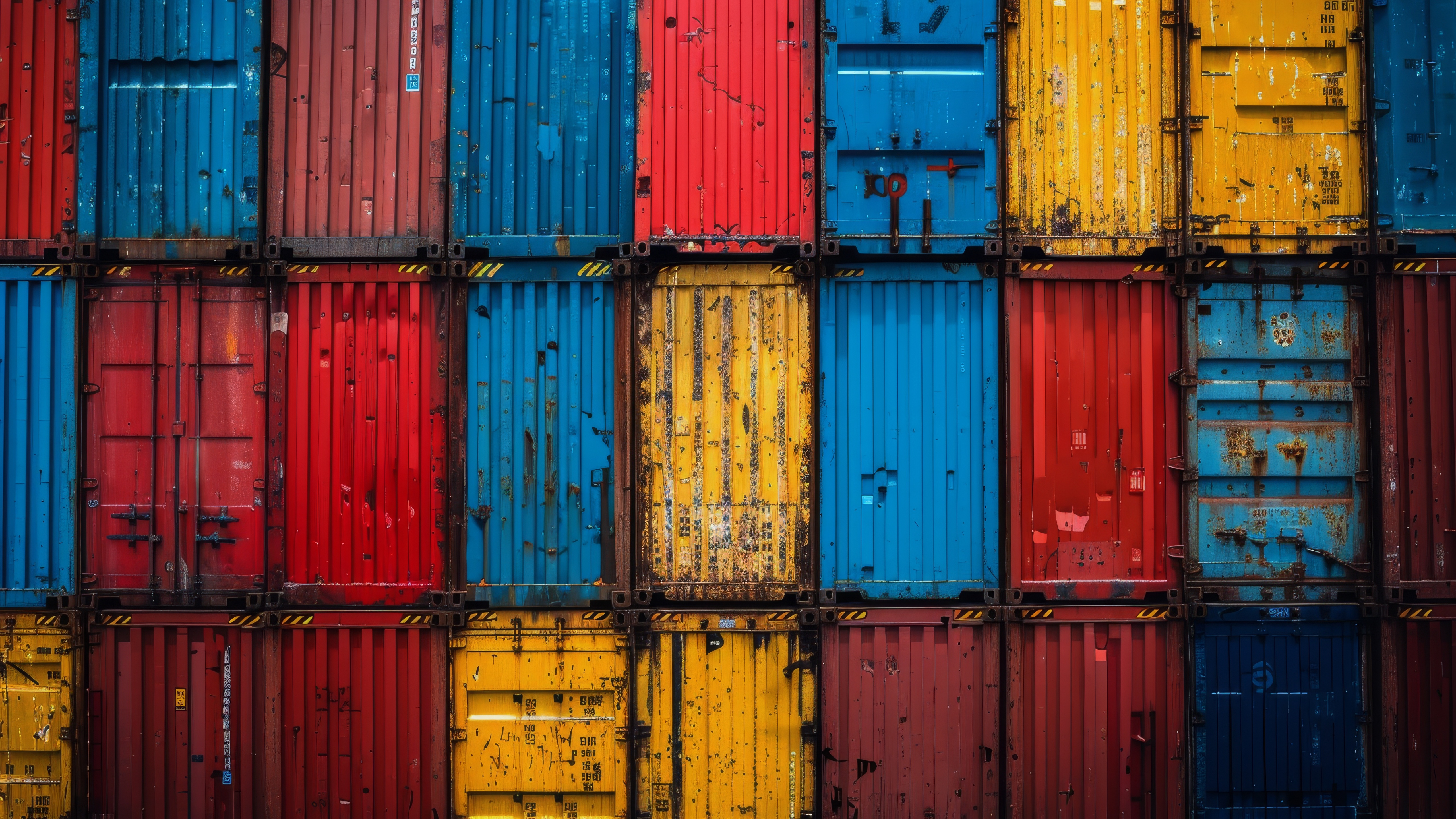 Vibrant Container Mosaic in 5K Abstract Industrial Geometry - backiee