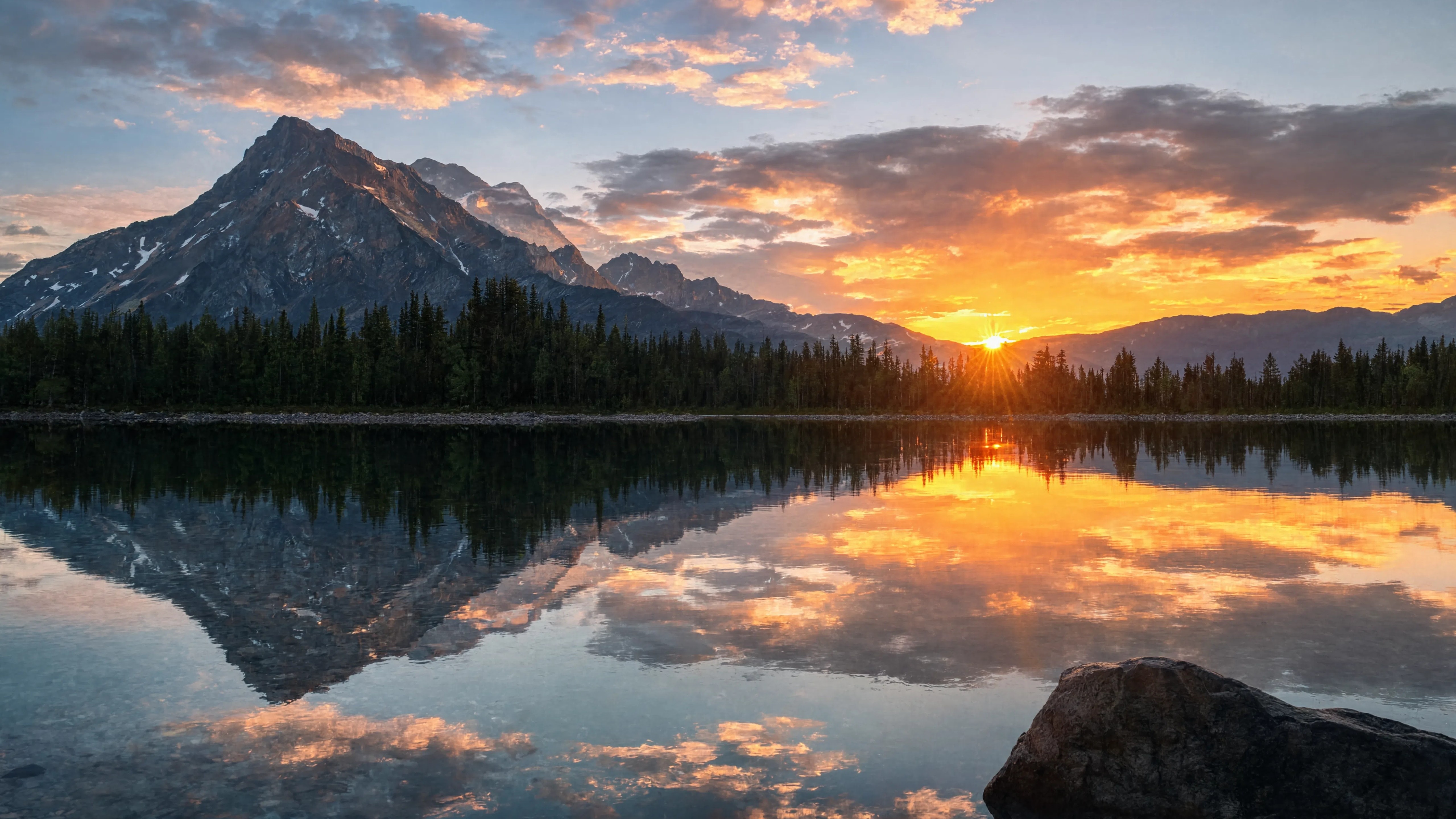 Sunset Lake Reflection - backiee