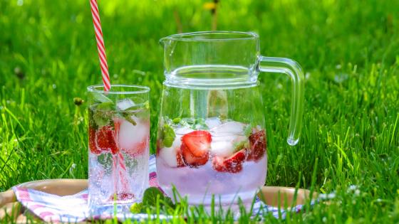 Refreshing Strawberry Picnic Beverage wallpaper