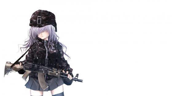 Anime Soldier Ready for Action wallpaper