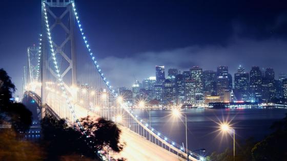 Bay Bridge Lights Up San Francisco wallpaper
