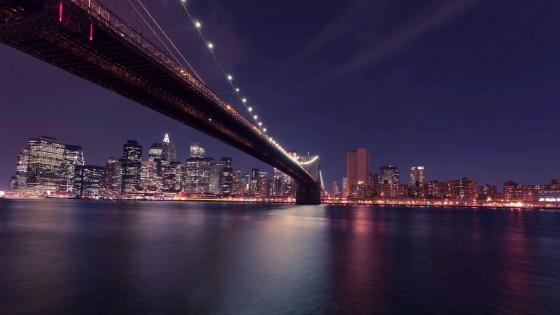 Brooklyn Bridge at Night Skyline Magic wallpaper
