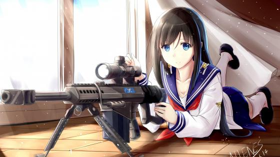 Anime Sniper in Serene Light wallpaper