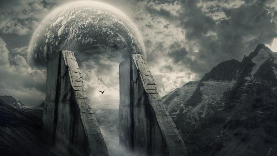 Fantasy art with planet on the sky wallpaper