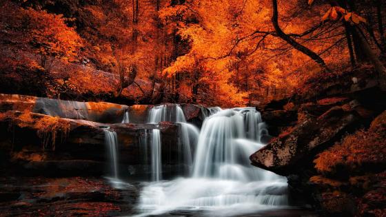 Autumn waterfall wallpaper