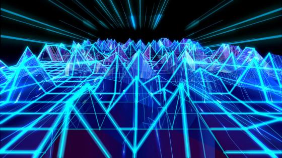 3D blue triangular sound wave geometric artwork wallpaper