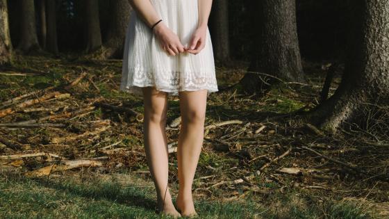 Ethereal Forest Beauty in White Dress wallpaper