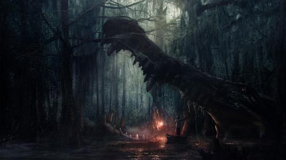 Giant crocodile mouth wallpaper