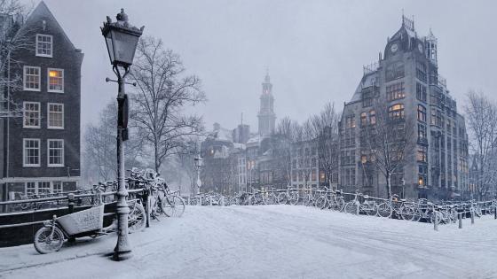 Snowy Amsterdam wallpaper