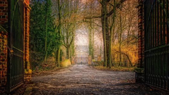 Castle gate with painting effect wallpaper