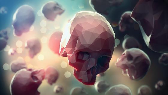 Floating skulls Low-poly art wallpaper