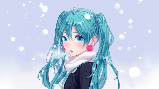 Ethereal Blue-Haired Anime Vision wallpaper