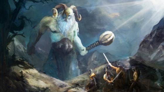 Mystic Encounter in Norse Wilderness wallpaper