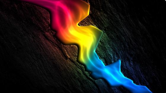 Premium dark brown with neon rainbow wallpaper