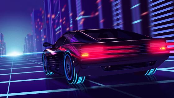Synthwave Ferrari Testarossa wallpaper