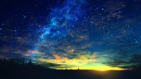 Ethereal Anime Nightscape wallpaper