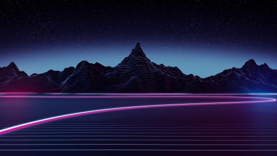 Neon highway digital art wallpaper