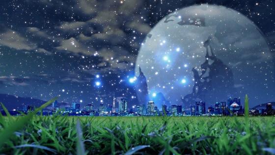Starry Dome over Fantasy Metropolis wallpaper