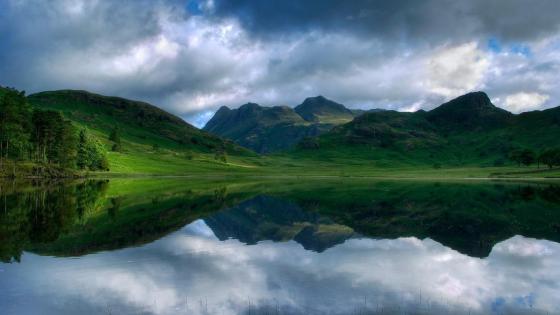 Serene Mountain Reflections in a Calm Lake - backiee