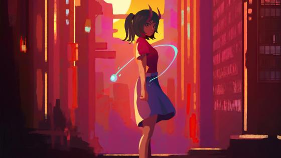 Devilish Charm in a Dystopian Sunset wallpaper