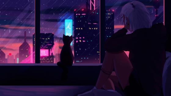 Cat and me wallpaper