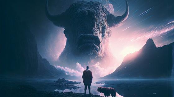 Giant Bison in the Mystical Realm wallpaper