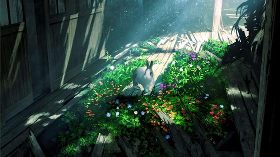 Sunlit Haven for a Rabbit amidst Nature wallpaper