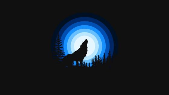 Mystical Howl Under the Blue Moon wallpaper