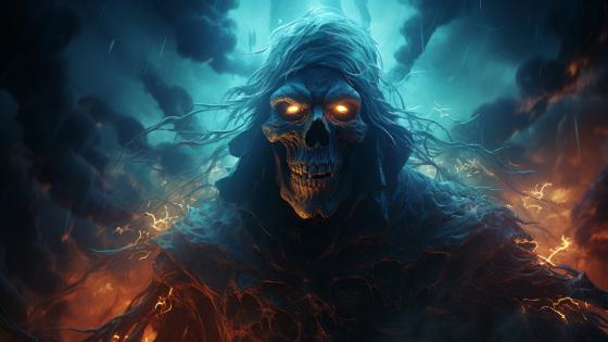 Glowing Eyed Specter in the Shadows wallpaper