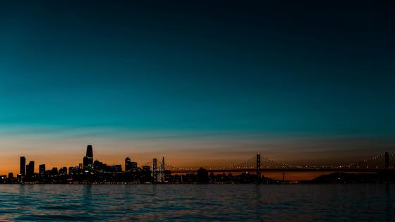 City Skyline at Dusk Over the Bridge in 4K wallpaper