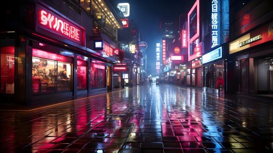 Neon Drenched Cyberpunk Metropolis wallpaper