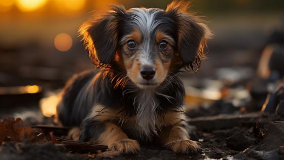 Sunset Glow on a Little Dachshund Puppy wallpaper