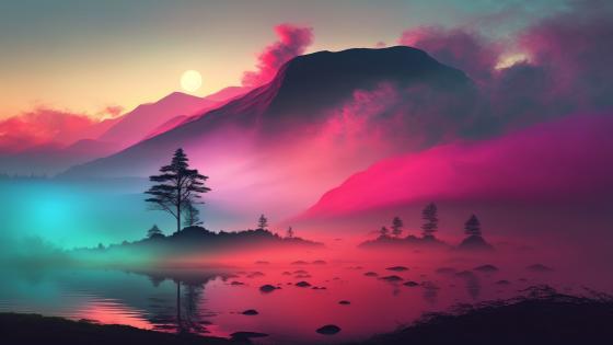 Mystic Glow of a Dreamy Fantasy Realm wallpaper
