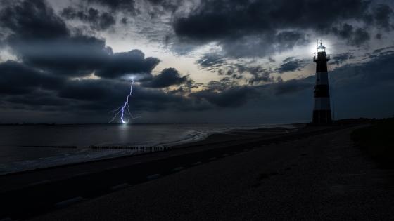 Stormy Beacon by the Sea wallpaper