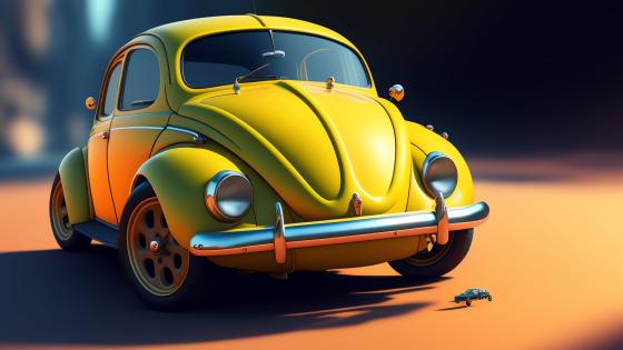 Golden Era Beetle in Lush Orange Light wallpaper