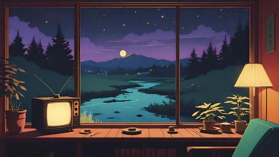 Retro Living Room Bliss wallpaper