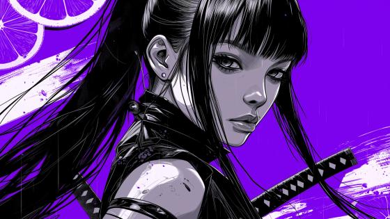 Samurai Elegance in Purple wallpaper