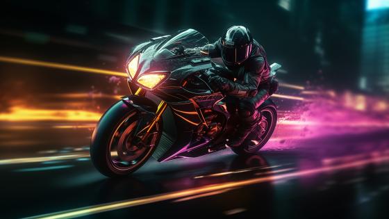 Neon Velocity on Two Wheels Riding Through the Future wallpaper
