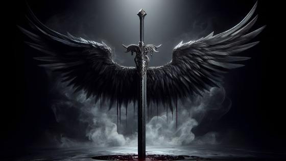 Dark Elegance Wings and Sword wallpaper
