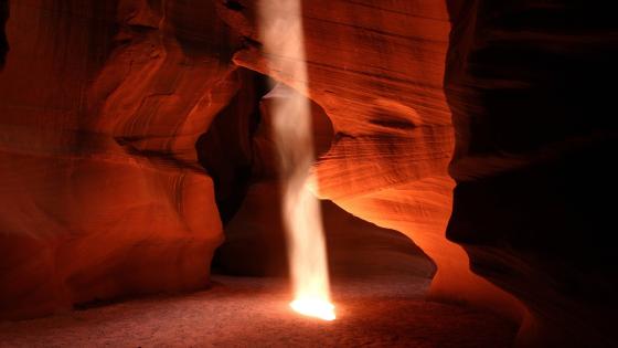Antelope Canyon's Majestic Sunbeam Wonders wallpaper