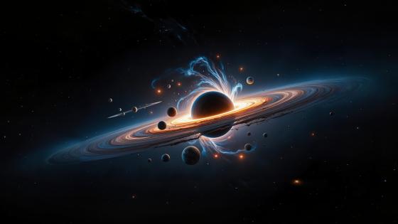 Ringed Planet With Moons 3d Space Art Wallpaper Backiee