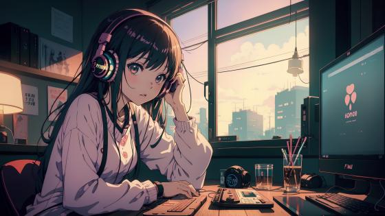 Lo-fi Vibes in an Anime Room wallpaper