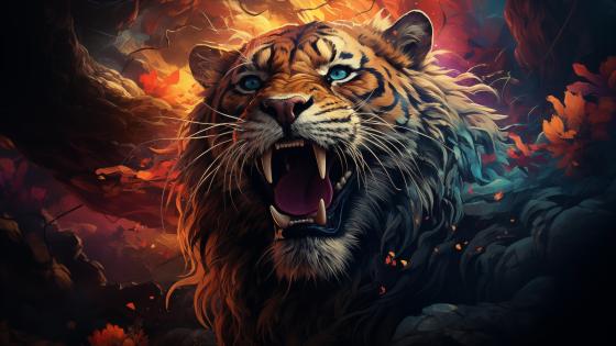 Bengal Majesty in Enchanted Forest wallpaper