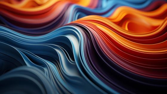 Wavy Abstract 3D AI Art in Vivid Colors wallpaper