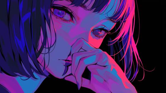 Neon Tears Anime Girl Portrait wallpaper
