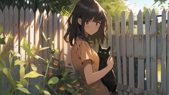 Charming Anime Garden with Kawaii Companions wallpaper