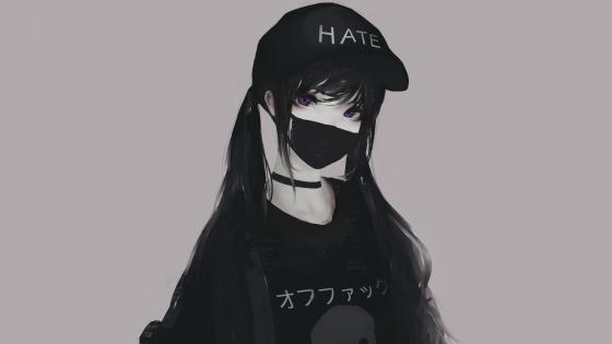 Monochrome Masked Anime Rebel 4K wallpaper